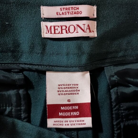 Merona Modern Fit Slim Leg Ankle Pants Women’s Size 6 Green Stretch Trousers - Picture 4 of 5